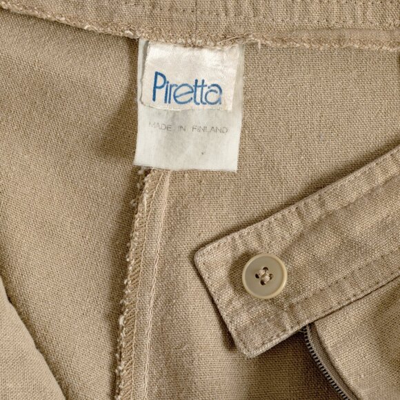 Piretta (Finland) 70s Vintage Canvas Weave Cotton Linen Pleated Pantalon… - Picture 6 of 7